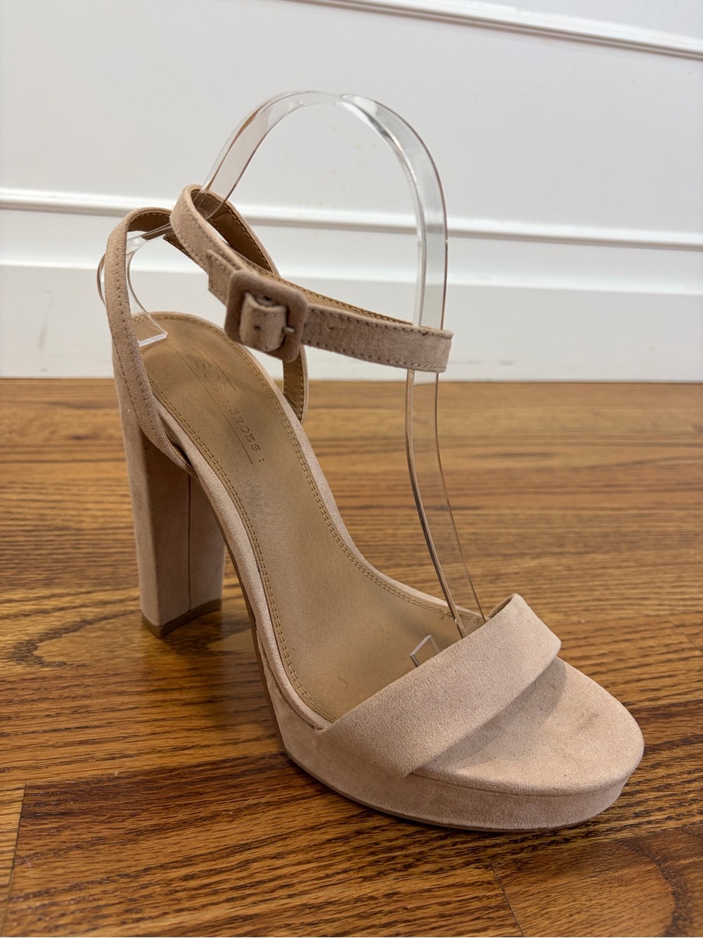 ASOS DESIGN Noun Platform Barely There Block Heeled Sandals Beige (10.5)